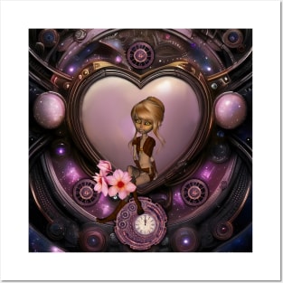 Wonderful steampunk heart with fairy Posters and Art